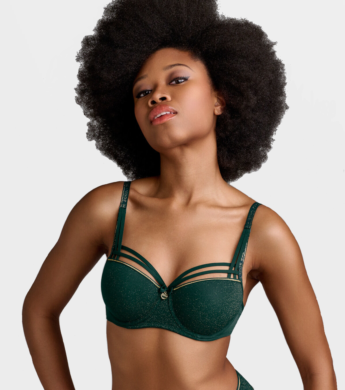 Бюстгальтер Marlies Dekkers Dame de Paris balconet (Green and gold lurex)
