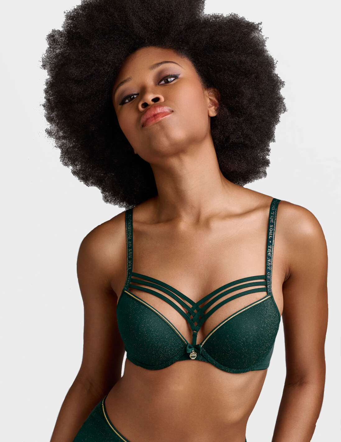 Бюстгальтер Marlies Dekkers Dame de Paris plunge (Green and gold lurex)